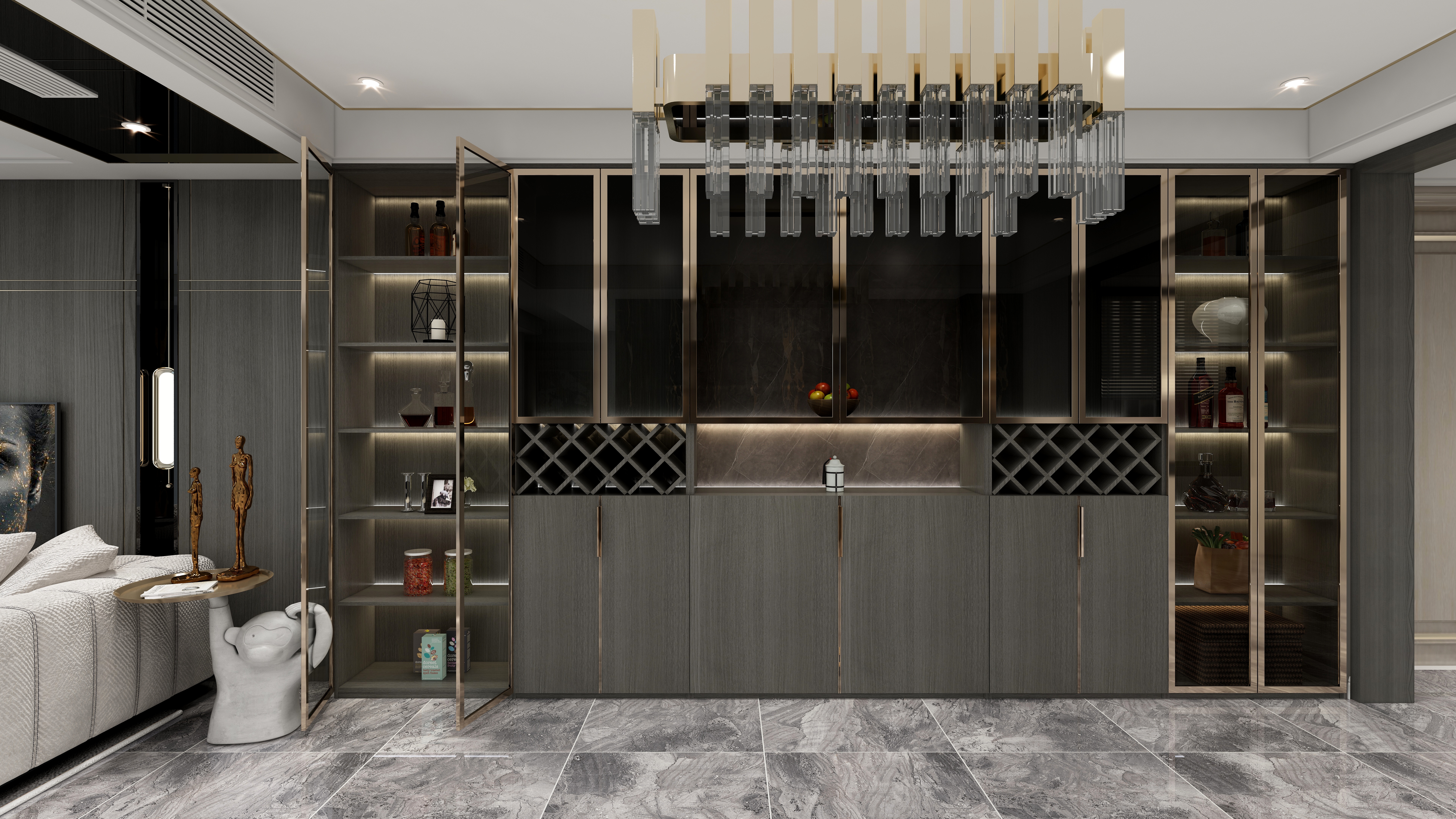 金利源｜「電視墻柜」極簡(jiǎn)輕奢客廳定制